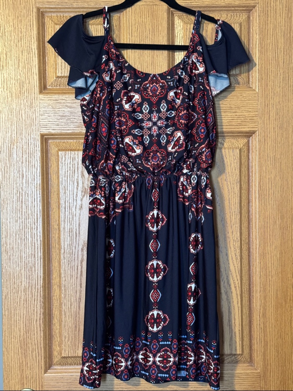 Maurices Navy Mini Dress with Red Paisley Print